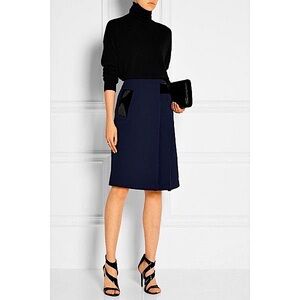 CHRISTOPHER KANE Patent Leather-Trimmed Cady Skirt
